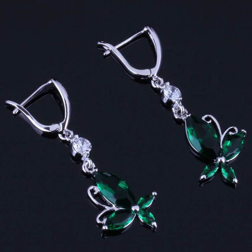 Gorgeous Butterfly Green Cubic Zirconia White CZ Silver Plated Drop Dangle Earrings V0804
Gorgeous Butterfly Green Cubic Zirconia White CZ Silver Plated Drop Dangle Earrings V0804