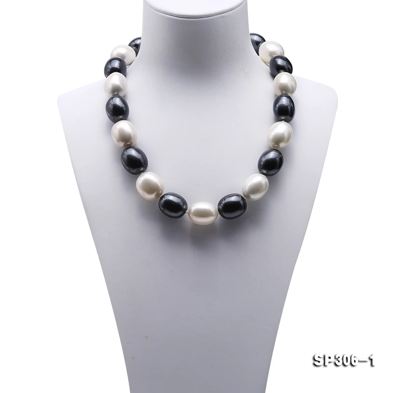 JYX charming necklace black and white 15-19mm Seashell Pearl Oval Beads Necklace high quality 17.5" elegant jewelry for women
JYX charming necklace black and white 15-19mm Seashell Pearl Oval Beads Necklace high quality 17.5" elegant jewelry for women