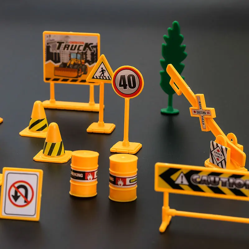 

Road Signs Toys 18pcs/pack Traffic Signage Model Engineering Road Signs DIY Mini Signpost Traffic Scene Educational Toys