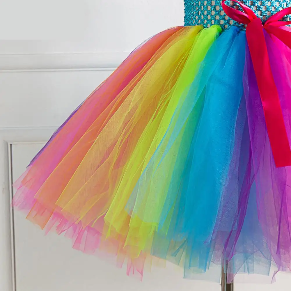 

Flower Girls Unicorn Tutu Dress Pastel Rainbow Princess Girls Birthday Party Dress Children Kids Halloween Unicorn Costume 1-12y