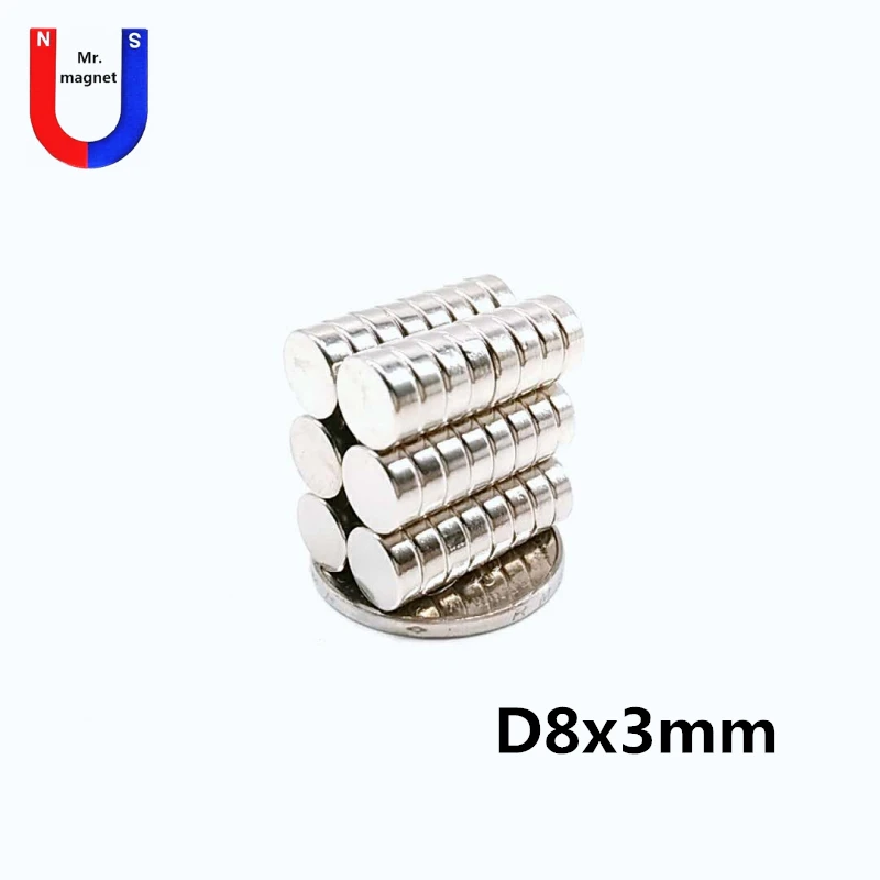 Мощные круглые цилиндрические магниты 8x3, 8x3, 100 шт., редкоземельные неодимовые 8*3 N35
Мощные круглые цилиндрические магниты 8x3, 8x3, 100 шт., редкоземельные неодимовые 8*3 N35