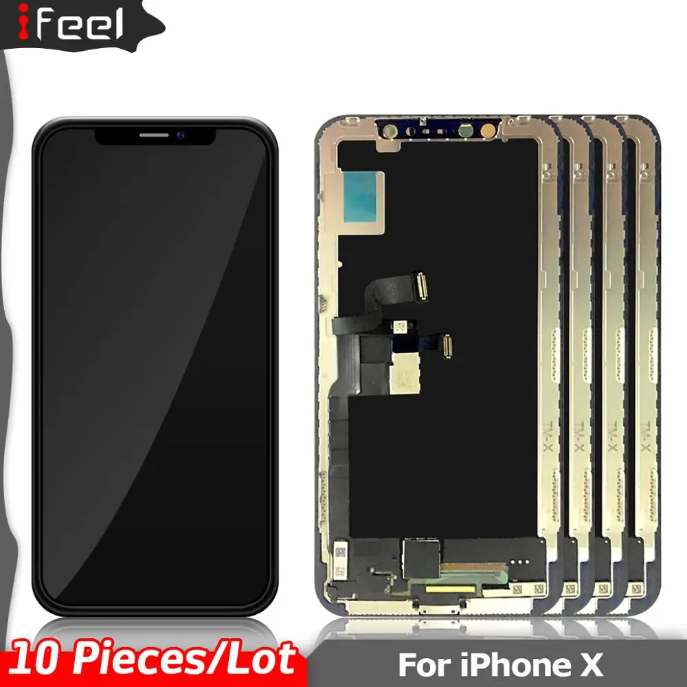 10 шт./лот ЖК дисплей без битых пикселей для iPhone X + дигитайзер сенсорного экрана в