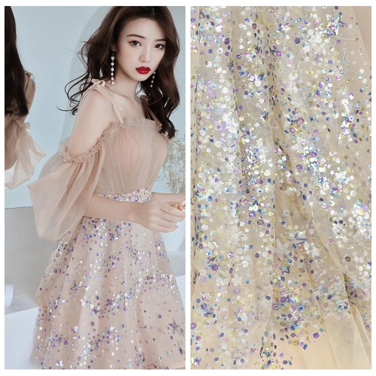 Color sequins embroidery transparent mesh fabric dress dress diy material handmade decoration children's clothing cloth
Color sequins embroidery transparent mesh fabric dress dress diy material handmade decoration children's clothing cloth