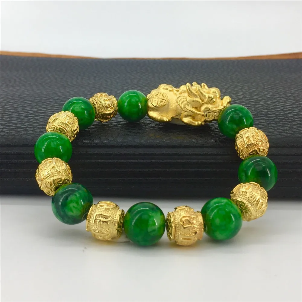 Dropship Imitation 24K Gold Pixiu Charm Bracelet 12mm Natural Green Onyx Beads Cuff Bracelets for Men Jewelry Bring Wealth Luck
Dropship Imitation 24K Gold Pixiu Charm Bracelet 12mm Natural Green Onyx Beads Cuff Bracelets for Men Jewelry Bring Wealth Luck