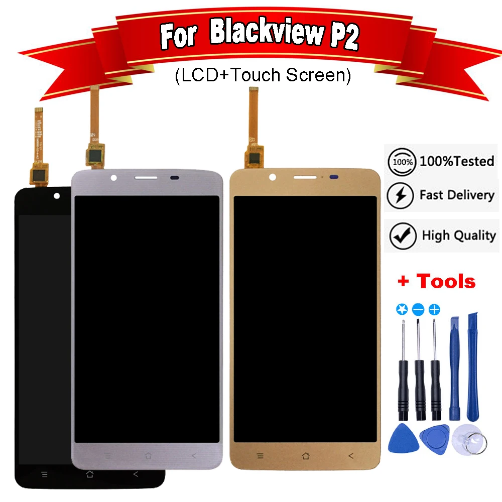 5 "дюймов для Blackview P2 ЖК дисплей экрана и кодирующий преобразователь сенсорного