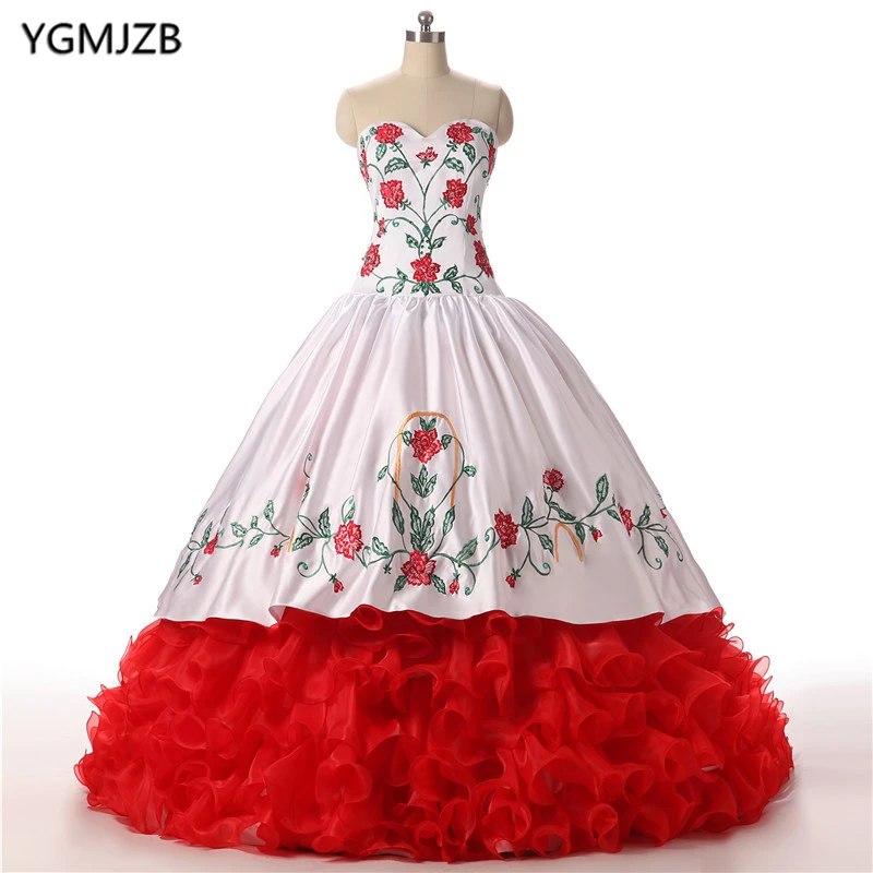 Vintage Quinceanera Dresses 2018 Ball Gown Red White Embroidery Ruffles Vestidos De 15 Anos Sweet 16 Dress Prom Debutante Gowns
Vintage Quinceanera Dresses 2018 Ball Gown Red White Embroidery Ruffles Vestidos De 15 Anos Sweet 16 Dress Prom Debutante Gowns
