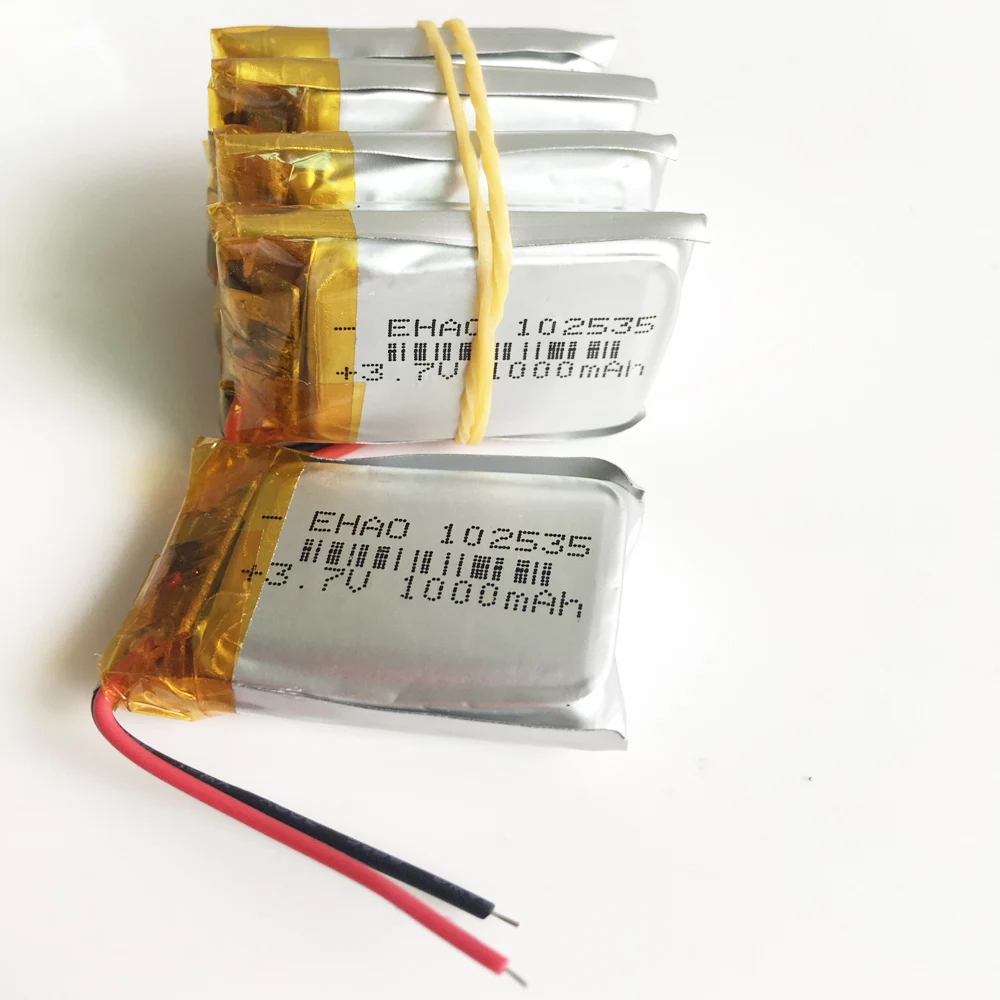 

10 pcs 3.7V 1000mAh rechargeable battery 102535 polymer lithium Lipo cells for MP3 GPS DVD PAD bluetooth recorder headset camera