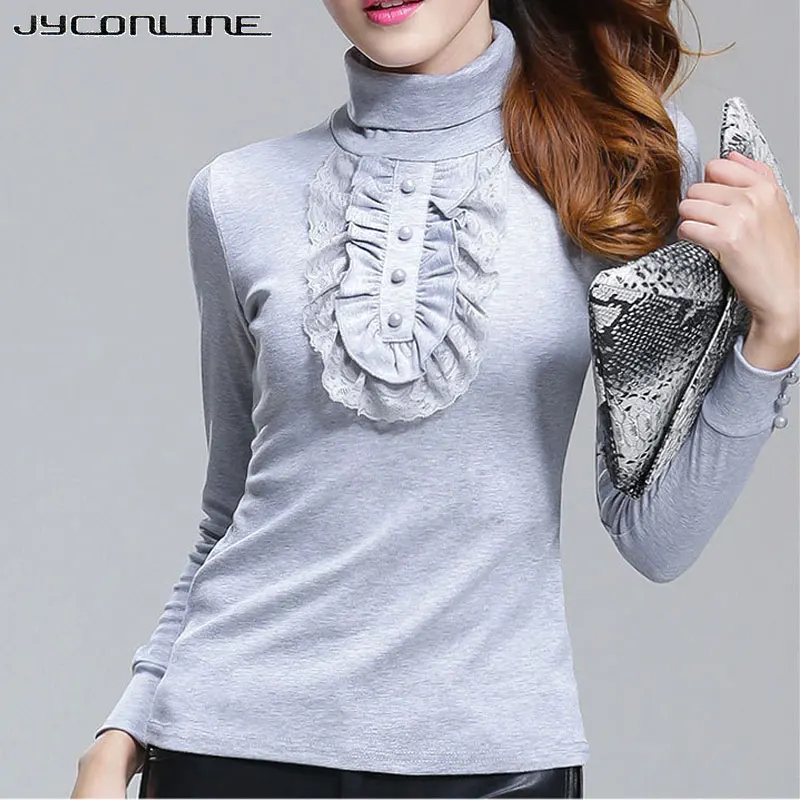 JYConline Autumn Lace T-shirt Female Long Sleeve Turtleneck T-shirts Women Tops Plus Size T Shirt Tee Shirt Femme Clothing 4XL
JYConline Autumn Lace T-shirt Female Long Sleeve Turtleneck T-shirts Women Tops Plus Size T Shirt Tee Shirt Femme Clothing 4XL