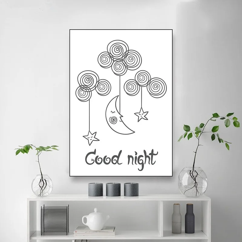 Nordic Art Cartoon Animal Cute Sheep Panda Poster Star Moon Quotes Good Night Painting Wall Canvas Printing Kids Room Decoration
Nordic Art Cartoon Animal Cute Sheep Panda Poster Star Moon Quotes Good Night Painting Wall Canvas Printing Kids Room Decoration