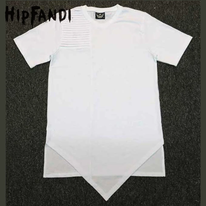HIPFANDI 2017 новейшая Мужская брендовая Асимметричная футболка белый цвет модный