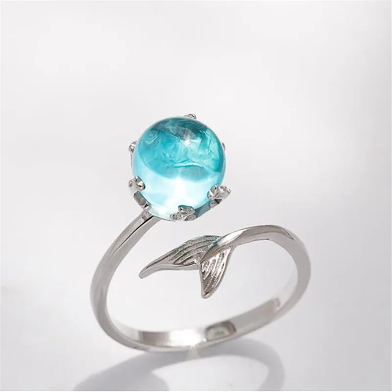 925 Sterling Silver Blue Crystal Mermaid Bubble Open Rings For Women Wedding Birthday Creative Fashion Jewelry jz137
925 Sterling Silver Blue Crystal Mermaid Bubble Open Rings For Women Wedding Birthday Creative Fashion Jewelry jz137