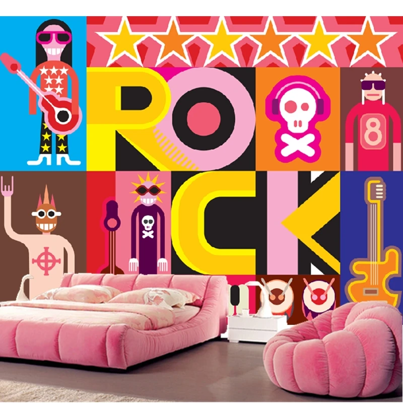 Custom papel de parede infantil, cartoon rock music mural for the children's room living room TV backdrop waterproof wallpaper
Custom papel de parede infantil, cartoon rock music mural for the children's room living room TV backdrop waterproof wallpaper