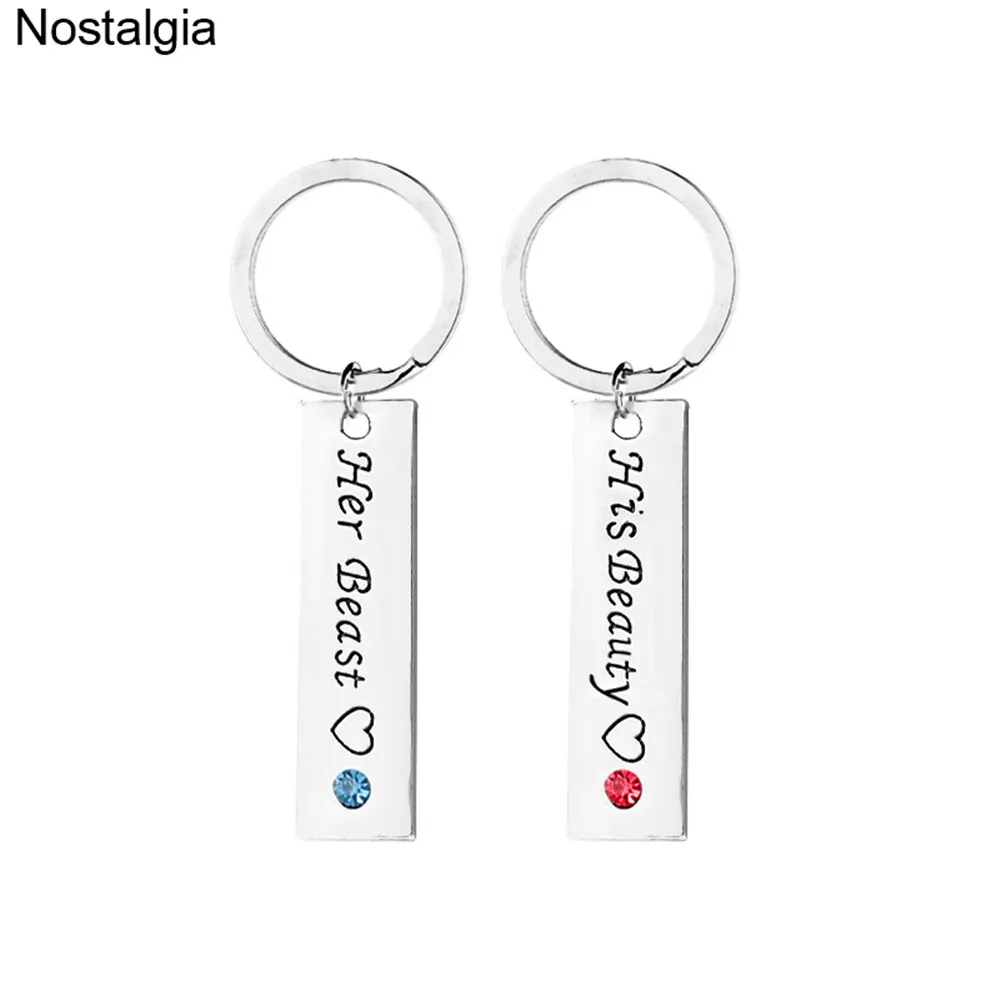 Nostalgia His Beauty Her Beast Love Couple Keychain Blue Red Rhinestone Rectangle Pendant Key Chains
Nostalgia His Beauty Her Beast Love Couple Keychain Blue Red Rhinestone Rectangle Pendant Key Chains