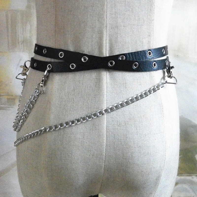 Sexy Pub Female Leather Skirt Belts Punk Gothic Rock Harness Waist Metal Chain Body Bondage Hollow Belt Accessories for Lady
Sexy Pub Female Leather Skirt Belts Punk Gothic Rock Harness Waist Metal Chain Body Bondage Hollow Belt Accessories for Lady