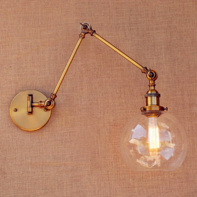 Латунный стеклянный шар винтажные Настенные светильники Эдисон качели