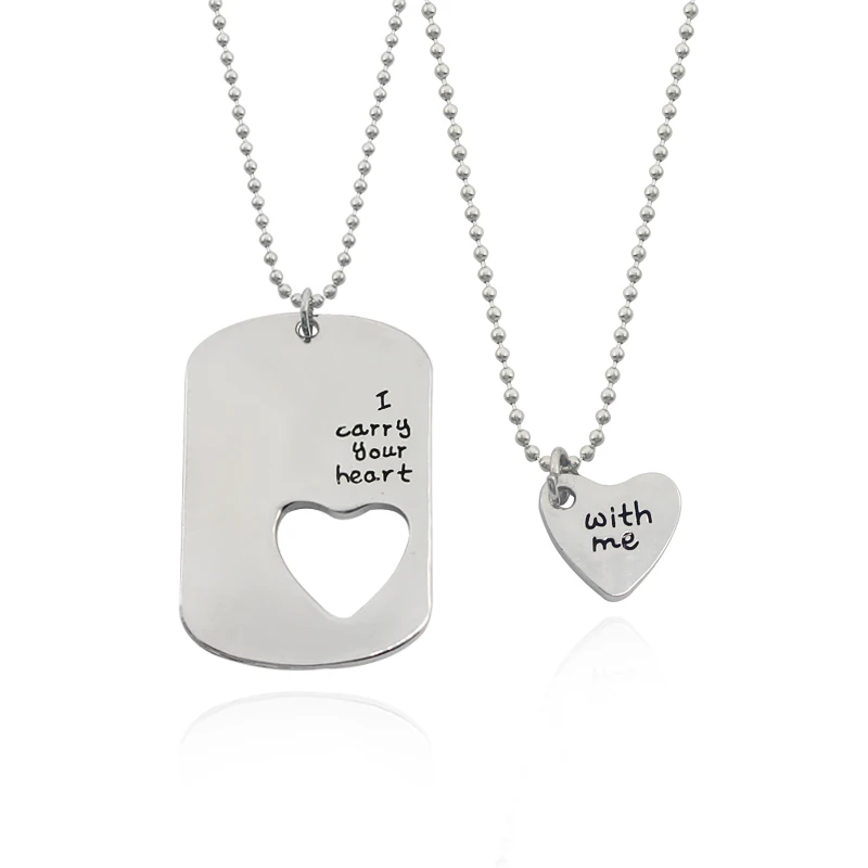 Fashion Couple Necklace Lettering "I Carry Your Heart With Me" Love Heart Hollow Charms Necklace For Men And Women Lover Gifts
Fashion Couple Necklace Lettering "I Carry Your Heart With Me" Love Heart Hollow Charms Necklace For Men And Women Lover Gifts