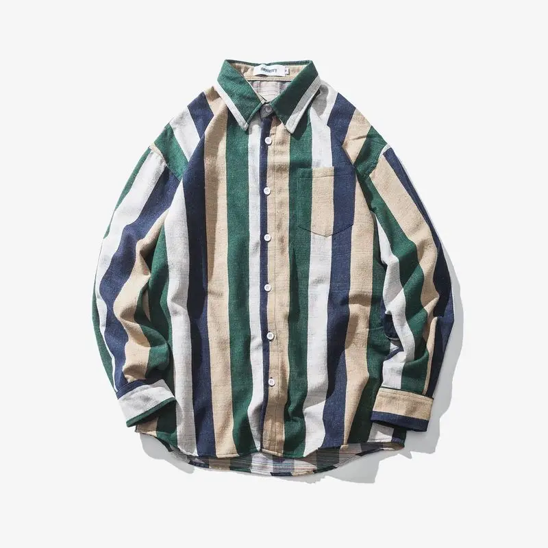 Striped Turn-down Collar Men's Shirts Long Sleeve 2019 Autumn Front Pocket Casual Shirts Men 2 Colors
Striped Turn-down Collar Men's Shirts Long Sleeve 2019 Autumn Front Pocket Casual Shirts Men 2 Colors