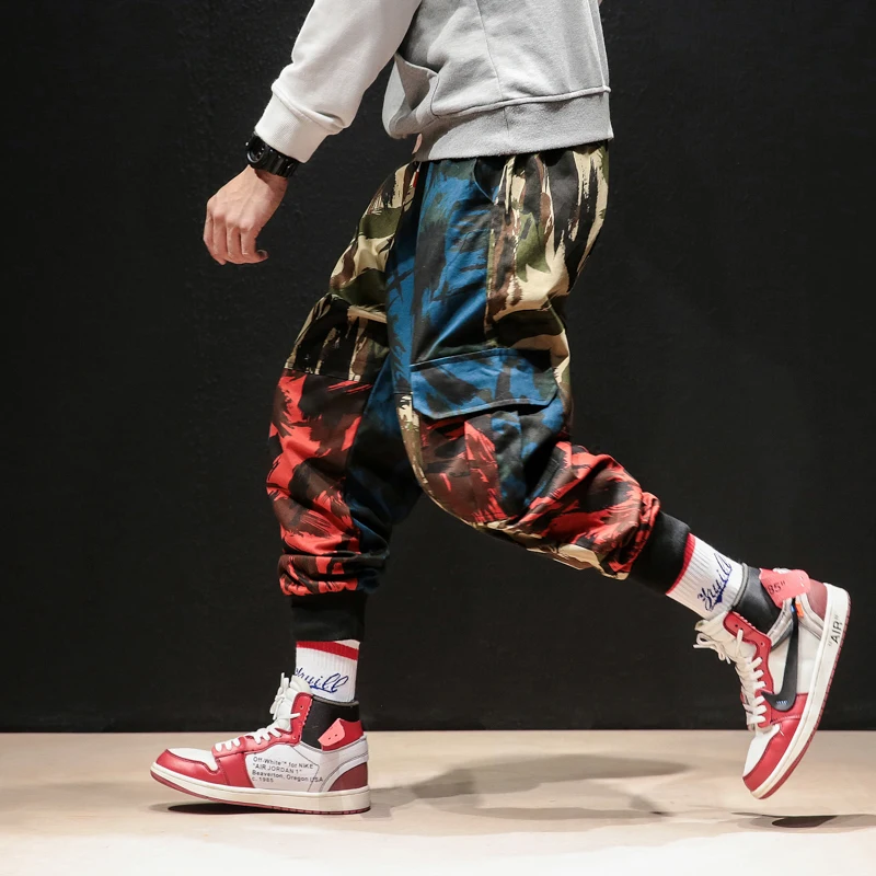 Фото Мужские брюки карго камуфляжные в стиле хип хоп 2019|Повседневные брюки| |