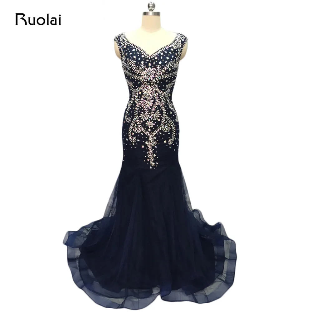 Real Photo Luxury Mermaid Evening Dresses Long Dark Navy Prom Dresses 2019 Heavy Beaded Crystal Party Gown Robe de Soiree MD12
Real Photo Luxury Mermaid Evening Dresses Long Dark Navy Prom Dresses 2019 Heavy Beaded Crystal Party Gown Robe de Soiree MD12