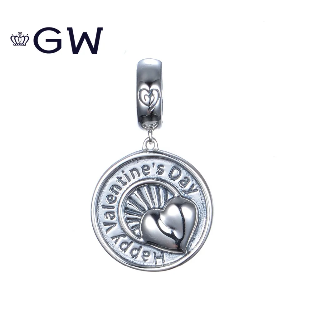 GW Coins Charms 925 Sterling Silver Happy Valentine's Day Charm Pendant Fit Original Bracelet DIY Jewelry S296
GW Coins Charms 925 Sterling Silver Happy Valentine's Day Charm Pendant Fit Original Bracelet DIY Jewelry S296