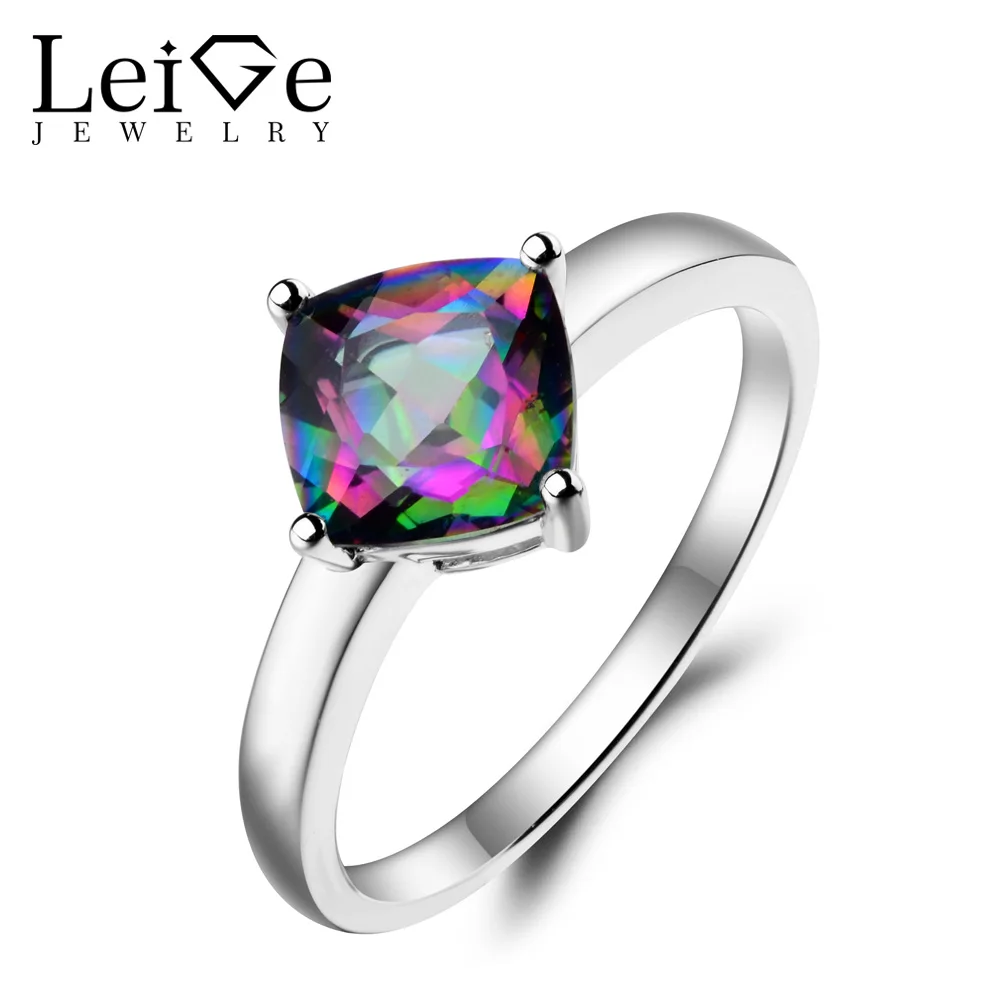 Leige Jewelry Mystic Topaz Ring Rainbow Topaz Ring Engagement Ring Cushion Cut Rainbow Gemstone 925 Sterling Silver for Women
Leige Jewelry Mystic Topaz Ring Rainbow Topaz Ring Engagement Ring Cushion Cut Rainbow Gemstone 925 Sterling Silver for Women