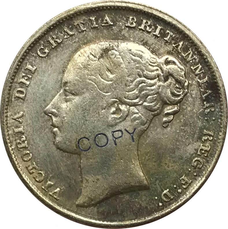 1844 Великобритания 1 одна шиллинговая Виктория 1-й портрет молодая голова покрытая серебром КОПИЯ монета
1844 Великобритания 1 одна шиллинговая Виктория 1-й портрет молодая голова покрытая серебром КОПИЯ монета