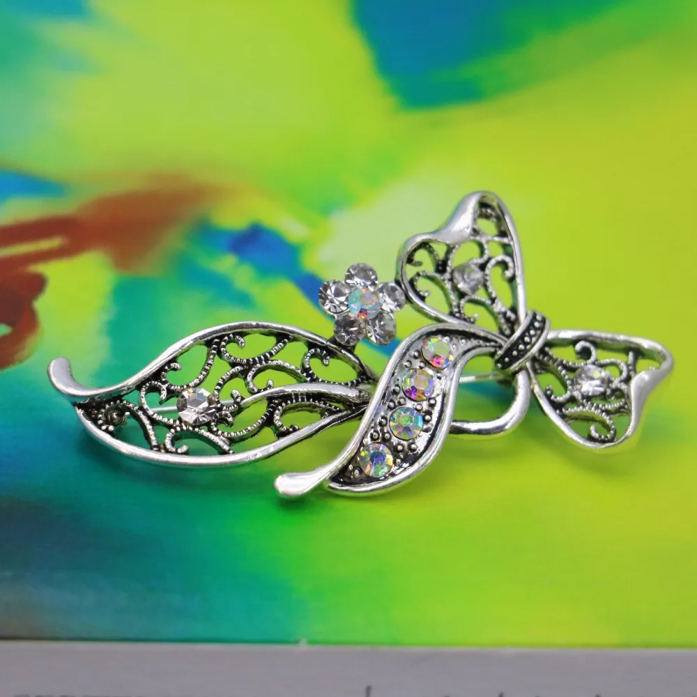 Модная брошь в виде бабочки Стразы стеклянная с бусинами броши Хрустальный бант