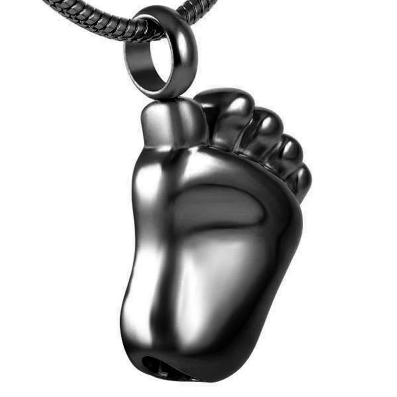 IJD8041 Steel,Gold,Black Baby Foot Shape Cremation Urn Necklace Hold Human Ashes Keepsake Memorial Jewelry-Funnel Included
IJD8041 Steel,Gold,Black Baby Foot Shape Cremation Urn Necklace Hold Human Ashes Keepsake Memorial Jewelry-Funnel Included