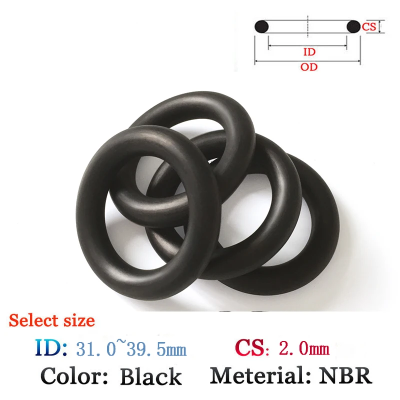 Plastic O-Ring NBR Gasket CS 2.0mm ID31.0-39.5mm Fluoro Rubber for oil and waterproof seal film gasket Silicone black Ring Seal
Plastic O-Ring NBR Gasket CS 2.0mm ID31.0-39.5mm Fluoro Rubber for oil and waterproof seal film gasket Silicone black Ring Seal