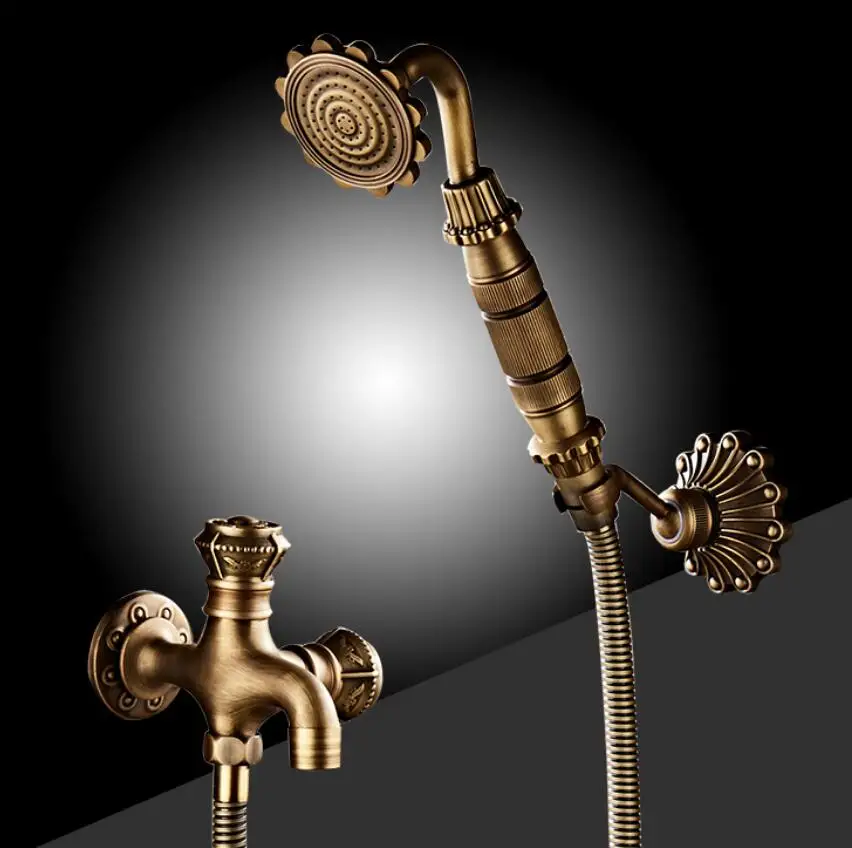 Antique Brass Bidet Faucet Wall Mounted Carved Bathroom Shower Toilet Washing machine Faucet Cold Water with Hand shower Bracket
Antique Brass Bidet Faucet Wall Mounted Carved Bathroom Shower Toilet Washing machine Faucet Cold Water with Hand shower Bracket