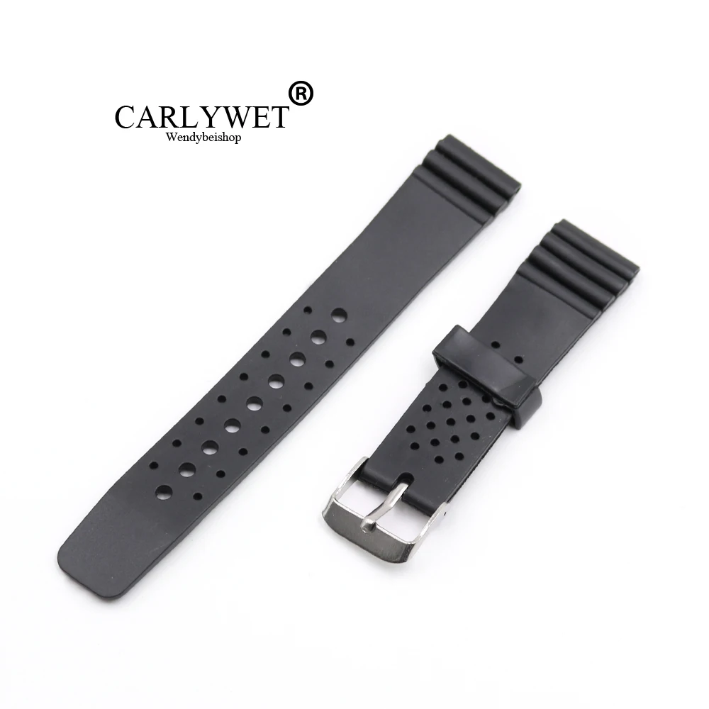 CARLYWET 20mm(18mm buckle)Man Lady Black Silicone Rubber Straight End Wrist watch Band Strap Belt Silver Polished Buckle
CARLYWET 20mm(18mm buckle)Man Lady Black Silicone Rubber Straight End Wrist watch Band Strap Belt Silver Polished Buckle