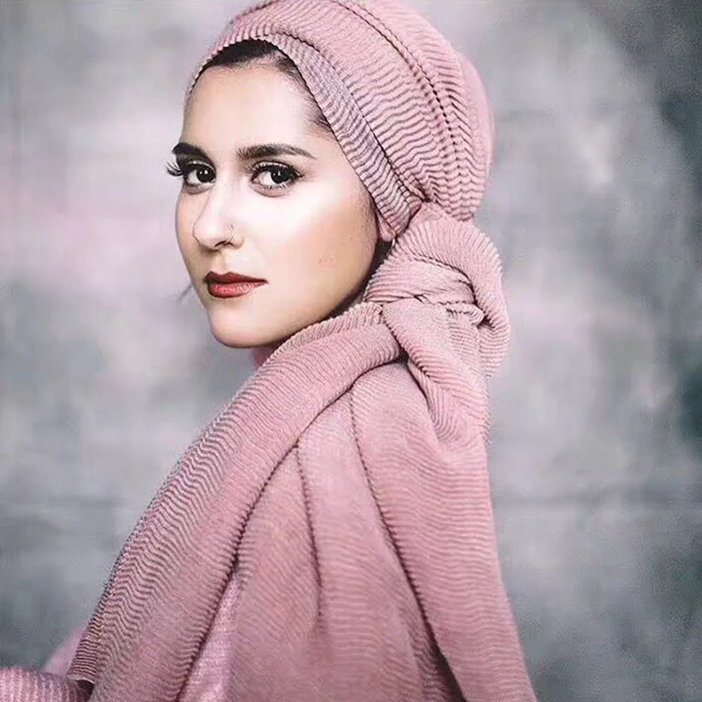 Cotton Hijabs Muslim Pleated Scarf Fashion Crinkle Scarves for Woman Long Underscarf Moslima Solid Prayer Turbante Lady 170*70cm
Cotton Hijabs Muslim Pleated Scarf Fashion Crinkle Scarves for Woman Long Underscarf Moslima Solid Prayer Turbante Lady 170*70cm
