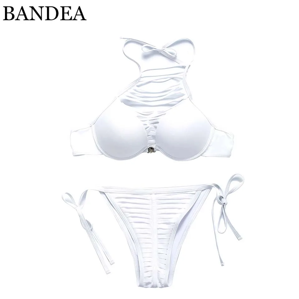 BANDEA bikini 2019 High Neck Bikini Swimwear Push Up Swimsuit Sexy Beach Wear Bikini Cut Out Bathing Suit Black and white
BANDEA bikini 2019 High Neck Bikini Swimwear Push Up Swimsuit Sexy Beach Wear Bikini Cut Out Bathing Suit Black and white