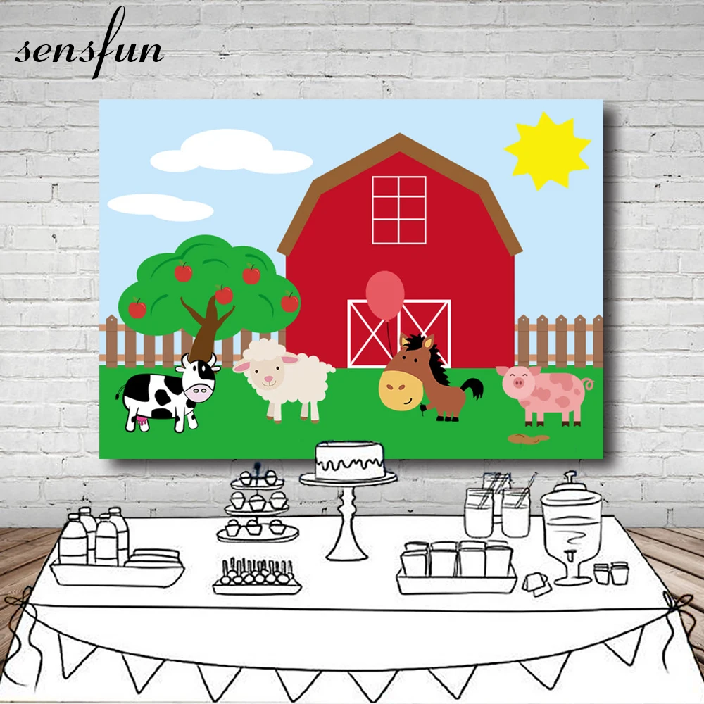 Sensfun Cartoon Farm Birthday Party Backdrop For Children Cow Pig Sheep Red Farmhouse Baby Shower Backgrounds 7x5FT Vinyl
Sensfun Cartoon Farm Birthday Party Backdrop For Children Cow Pig Sheep Red Farmhouse Baby Shower Backgrounds 7x5FT Vinyl