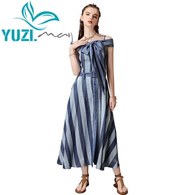 Summer Dress 2019 Yuzi.may Boho New Denim Women Dresses Slash Neck Off-shoulder Belted A-line Stripe Vestidos A82180 Vestido
Summer Dress 2019 Yuzi.may Boho New Denim Women Dresses Slash Neck Off-shoulder Belted A-line Stripe Vestidos A82180 Vestido