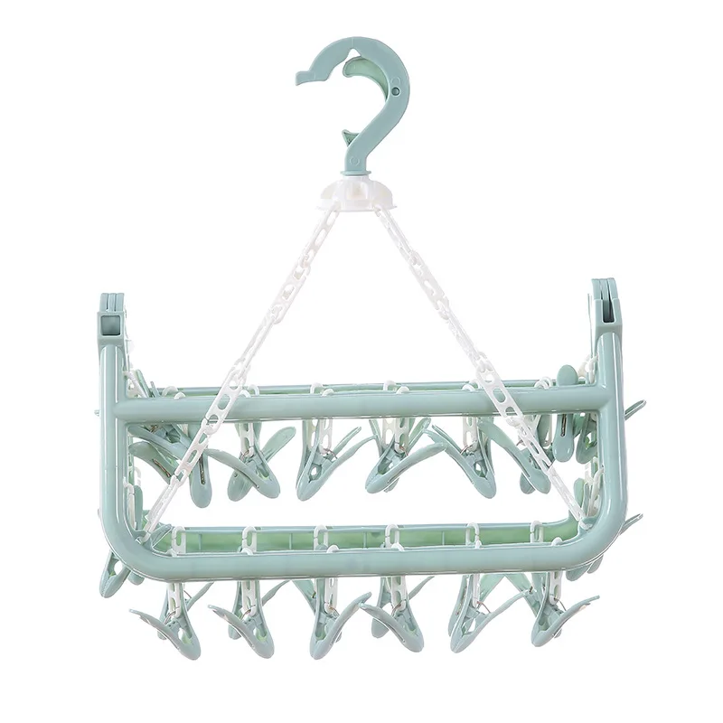 32 Clips Folding Clothes Hanger Dryer Windproof Socks Underwear Drying Rack Children
32 Clips Folding Clothes Hanger Dryer Windproof Socks Underwear Drying Rack Children