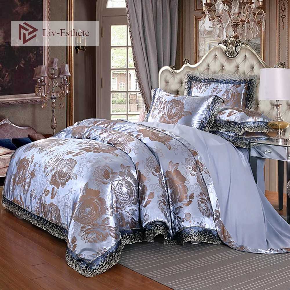 Liv-Esthete European Luxury Flower Satin Jacquard Bedding Set Lace Side Duvet Cover Flat Sheet Pillowcase Queen King Bed Linen
Liv-Esthete European Luxury Flower Satin Jacquard Bedding Set Lace Side Duvet Cover Flat Sheet Pillowcase Queen King Bed Linen
