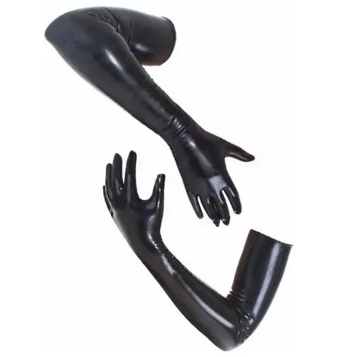 Латексные перчатки для мужчин длинные резиновые однотонные женские черные |
