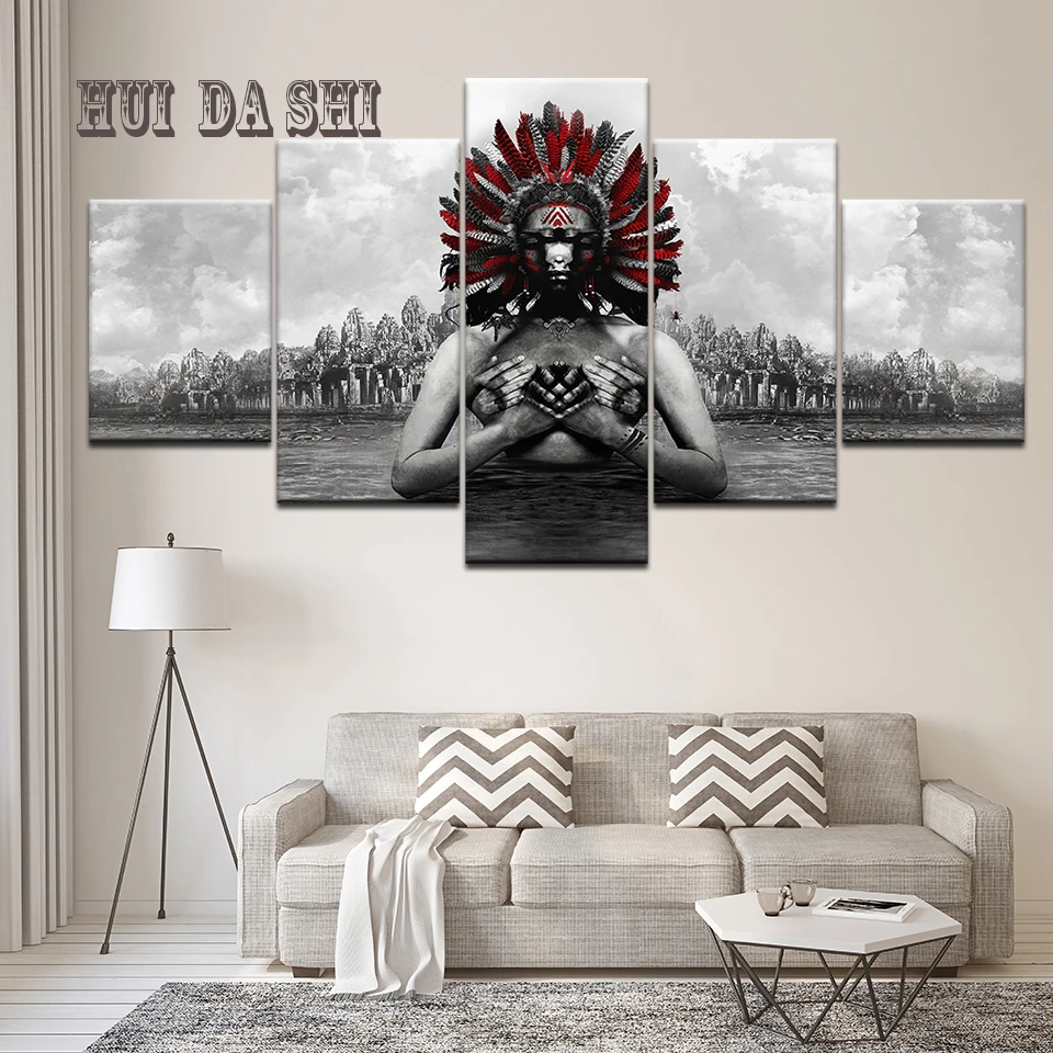 5 Panel Modular Modern Canvas Painting Prints Indian Tribe Peacock feather Posters Art Wall Pictures For Living Room Home Decor
5 Panel Modular Modern Canvas Painting Prints Indian Tribe Peacock feather Posters Art Wall Pictures For Living Room Home Decor