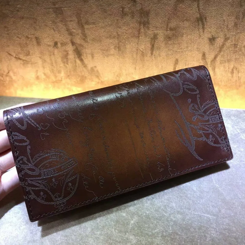 

TERSE_Factory to customer service leather handmade mens long wallet vintage engraving 5 colors in stock genuine leather purse