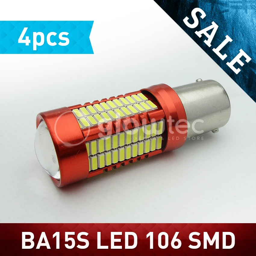 4 шт. BA15S 106 SMD светодиодный 1156 светодиодный ные лампы-106SMD передсветильник фара противотумансветильник фара Супер яркая белая 1157 чипов GLOWTEC
4 шт. BA15S 106 SMD светодиодный 1156 светодиодный ные лампы-106SMD передсветильник фара противотумансветильник фара Супер яркая белая 1157 чипов GLOWTEC