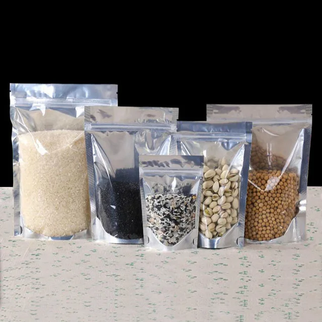 100Pcs Stand up Clear Aluminum Foil Zip Lock Bag, Silvery Metallic Plastic Packaging Pouch for Food Tea Candy Cookie Baking
100Pcs Stand up Clear Aluminum Foil Zip Lock Bag, Silvery Metallic Plastic Packaging Pouch for Food Tea Candy Cookie Baking