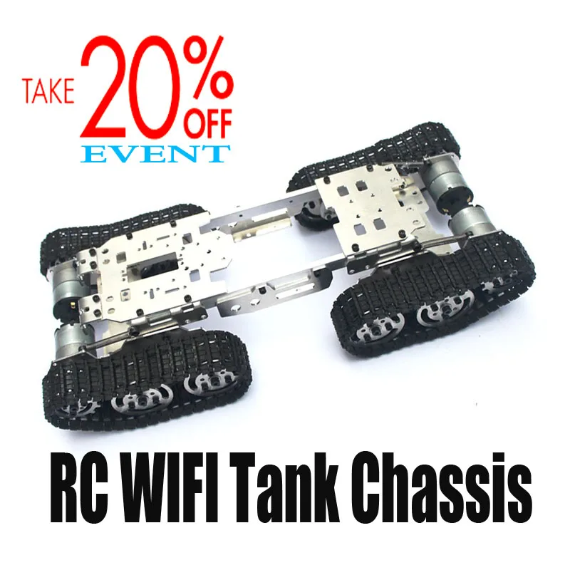 WY569 Intelligence RC Tank Car Truck Robot Chassis for FPV 393mm*206mm*84mm CNC Alloy body+4 Plastic tracks + 4 Motors
WY569 Intelligence RC Tank Car Truck Robot Chassis for FPV 393mm*206mm*84mm CNC Alloy body+4 Plastic tracks + 4 Motors