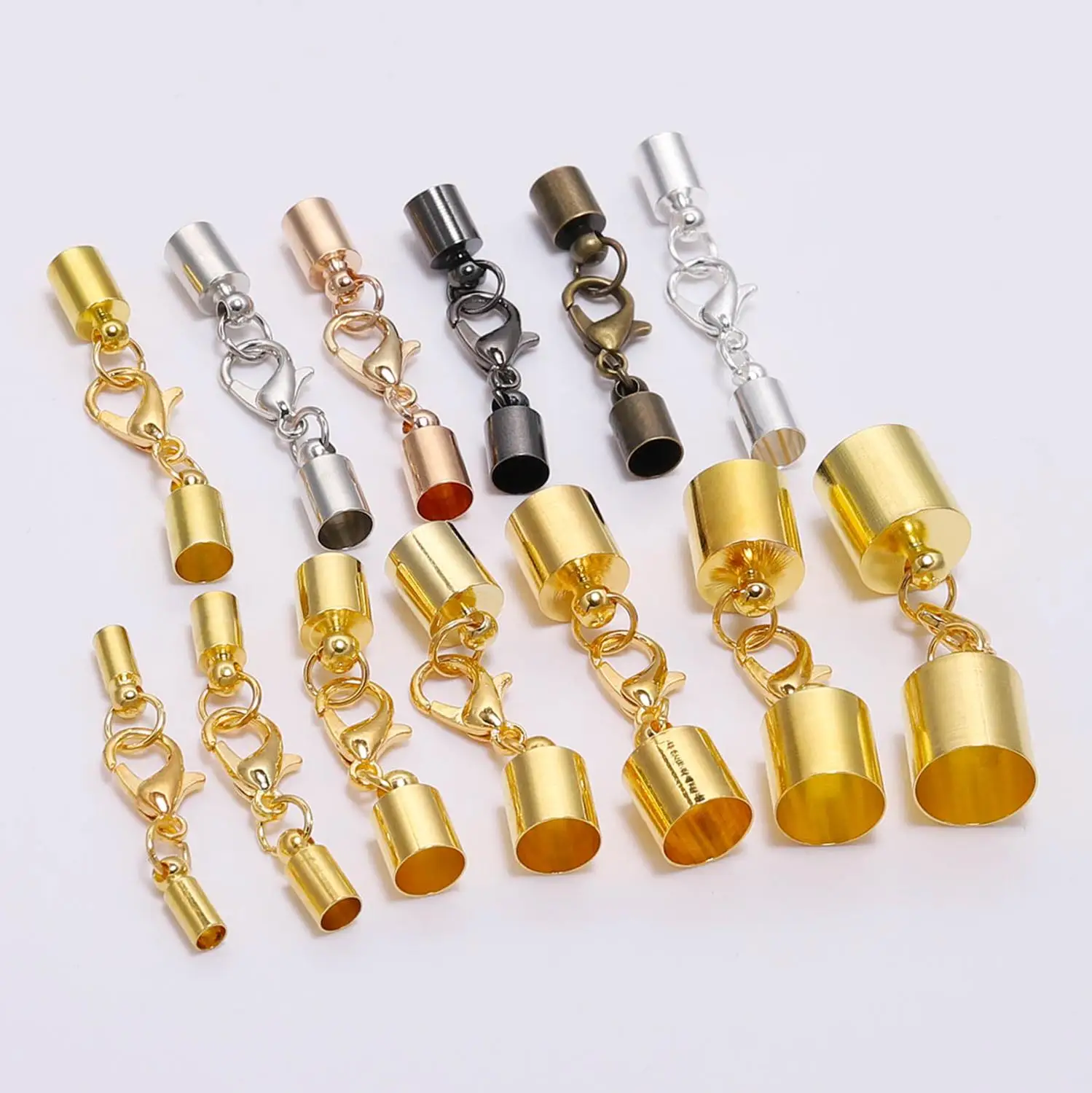 10pcs/Lot 3-10mm Tassel Gold Round Leather End Tip Caps With Lobster Clasps Hooks Connectors For Jewelry Making Finding Supplies
10pcs/Lot 3-10mm Tassel Gold Round Leather End Tip Caps With Lobster Clasps Hooks Connectors For Jewelry Making Finding Supplies