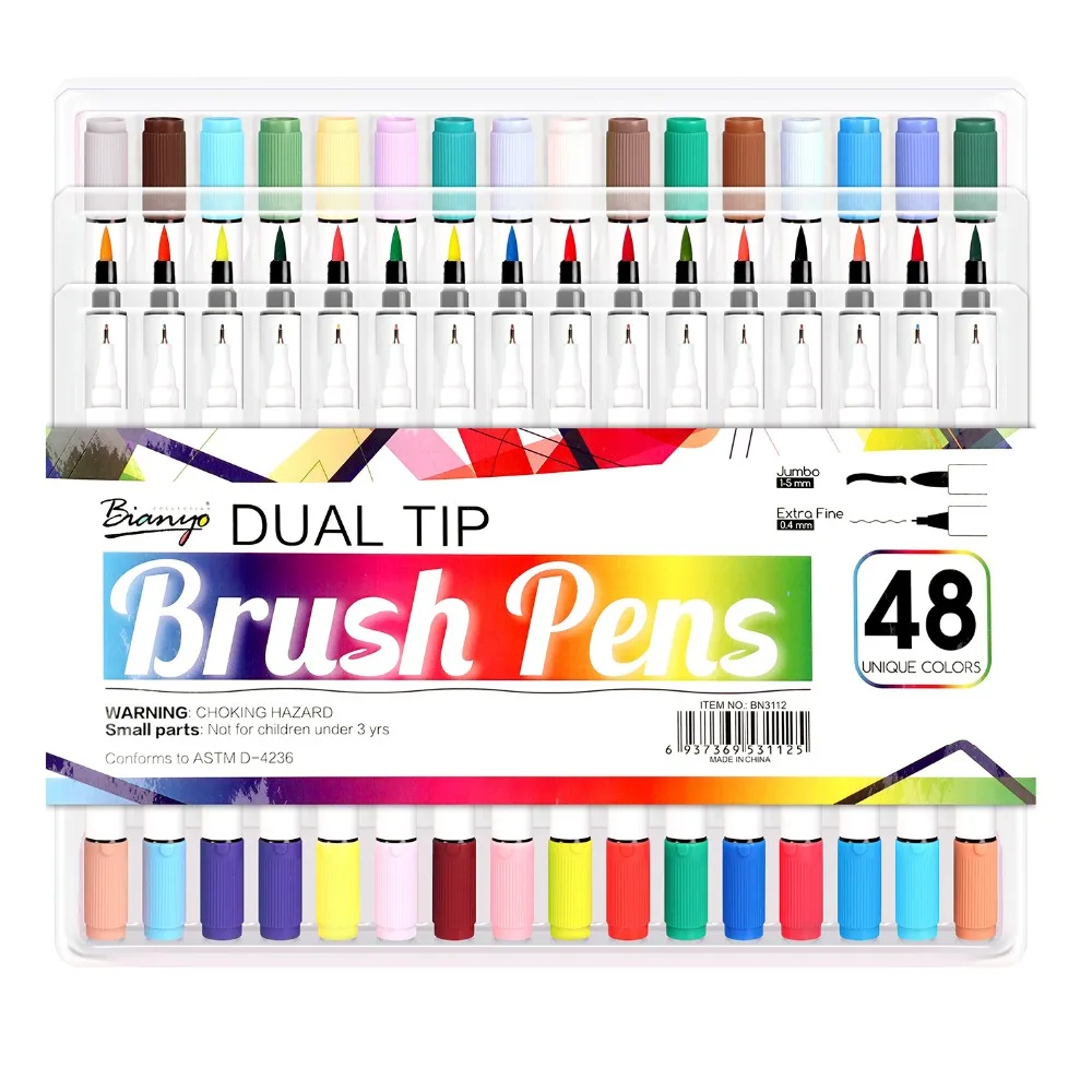Bianyo 48Color Aquarelle Brush Marker Pens Set Dual Head Water Based Color Markers Fineline Pen for Artist Drawing Supplies
Bianyo 48Color Aquarelle Brush Marker Pens Set Dual Head Water Based Color Markers Fineline Pen for Artist Drawing Supplies