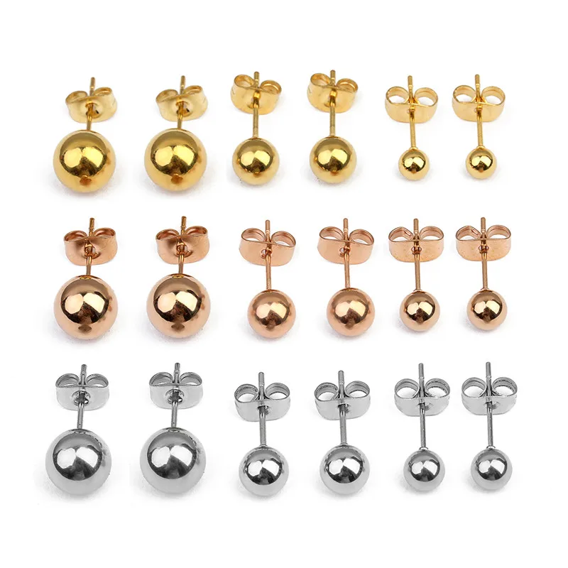 LOULEUR 10pcs/lot 3/4/5/6/8mm Stainless Steel Stud Earrings Ear Jewelry For Wedding Round Ball Ear Cuff Earrings Jewelry Making
LOULEUR 10pcs/lot 3/4/5/6/8mm Stainless Steel Stud Earrings Ear Jewelry For Wedding Round Ball Ear Cuff Earrings Jewelry Making