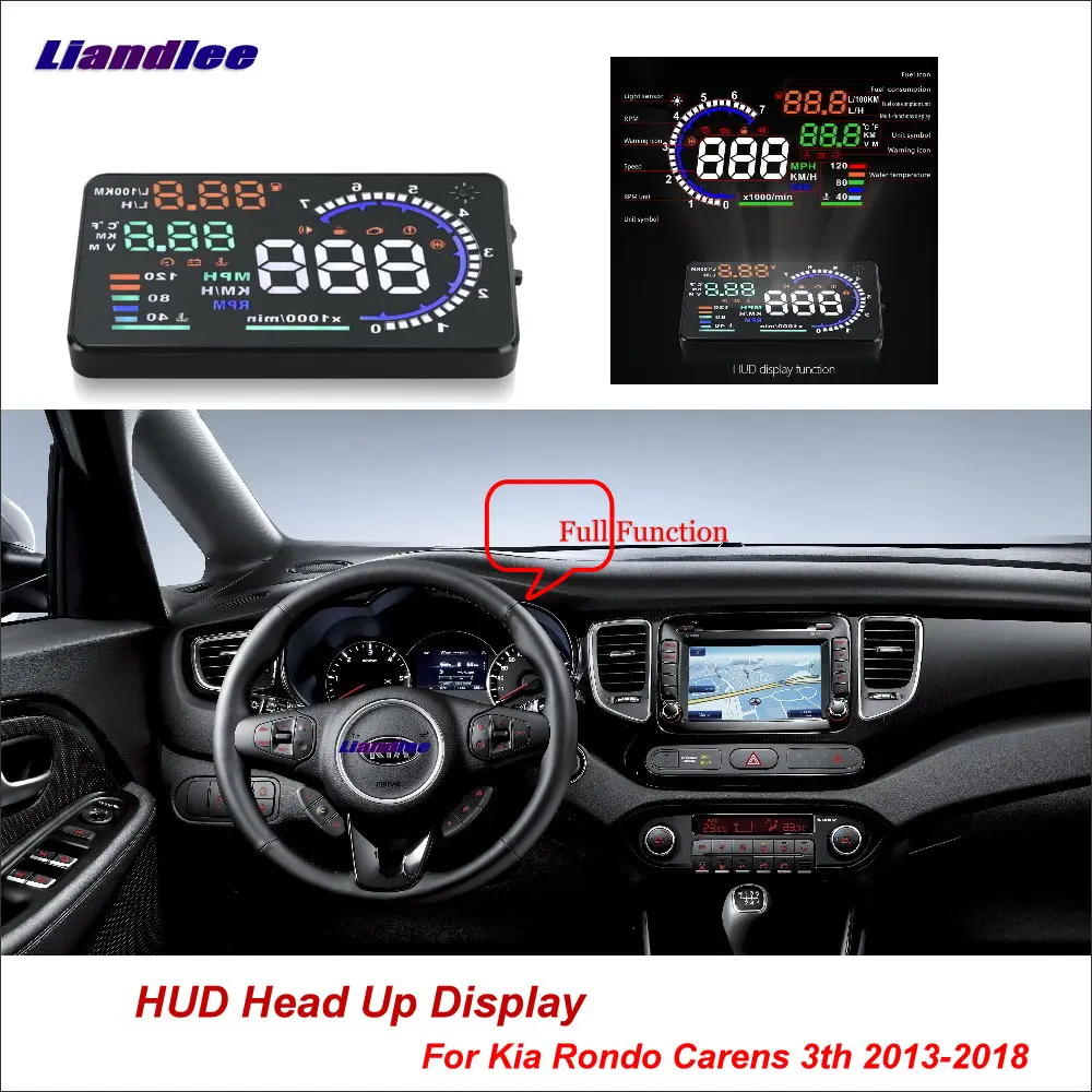 Автомобильный HUD-дисплей Liandlee, для Kia Rondo Carens 3th 2013-2018, полнофункциональный проектор OBD на лобовое стекло
Автомобильный HUD-дисплей Liandlee, для Kia Rondo Carens 3th 2013-2018, полнофункциональный проектор OBD на лобовое стекло