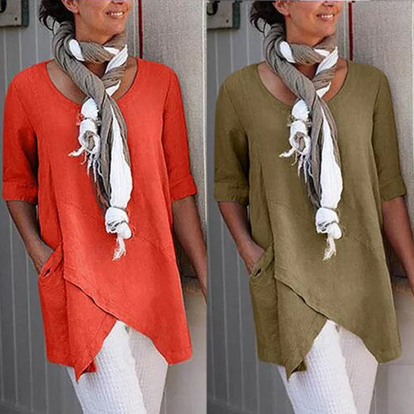 Newly Women Half Sleeve Tops Cross Design Linen Irregular Blouse T-Shirt with Pockets m99
Newly Women Half Sleeve Tops Cross Design Linen Irregular Blouse T-Shirt with Pockets m99