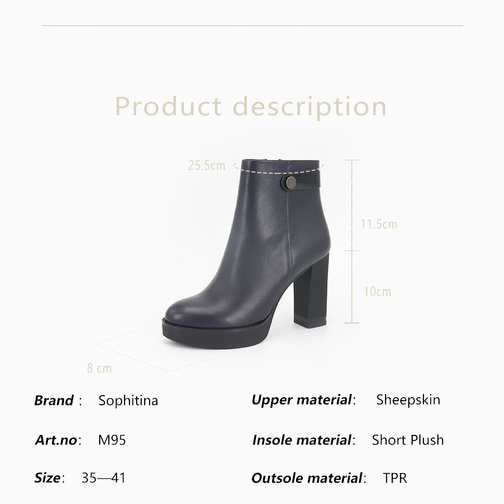SOPHITINA Women' s Ankle Boots Genuine Leather Zipper Basic Round Toe Square Heel Solid Winter Shoes Handmade Fashion Boots M95
SOPHITINA Women' s Ankle Boots Genuine Leather Zipper Basic Round Toe Square Heel Solid Winter Shoes Handmade Fashion Boots M95