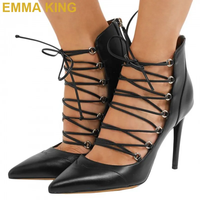 EMMA KING Brand New 2019 Summer Shoes Fashion Women Pumps Black PU Leather Pointy Toe Lace Up Stiletto High Heels Party Shoes
EMMA KING Brand New 2019 Summer Shoes Fashion Women Pumps Black PU Leather Pointy Toe Lace Up Stiletto High Heels Party Shoes